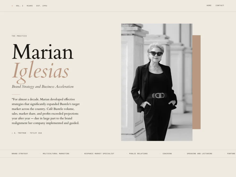 marianiglesias.com homepage hero